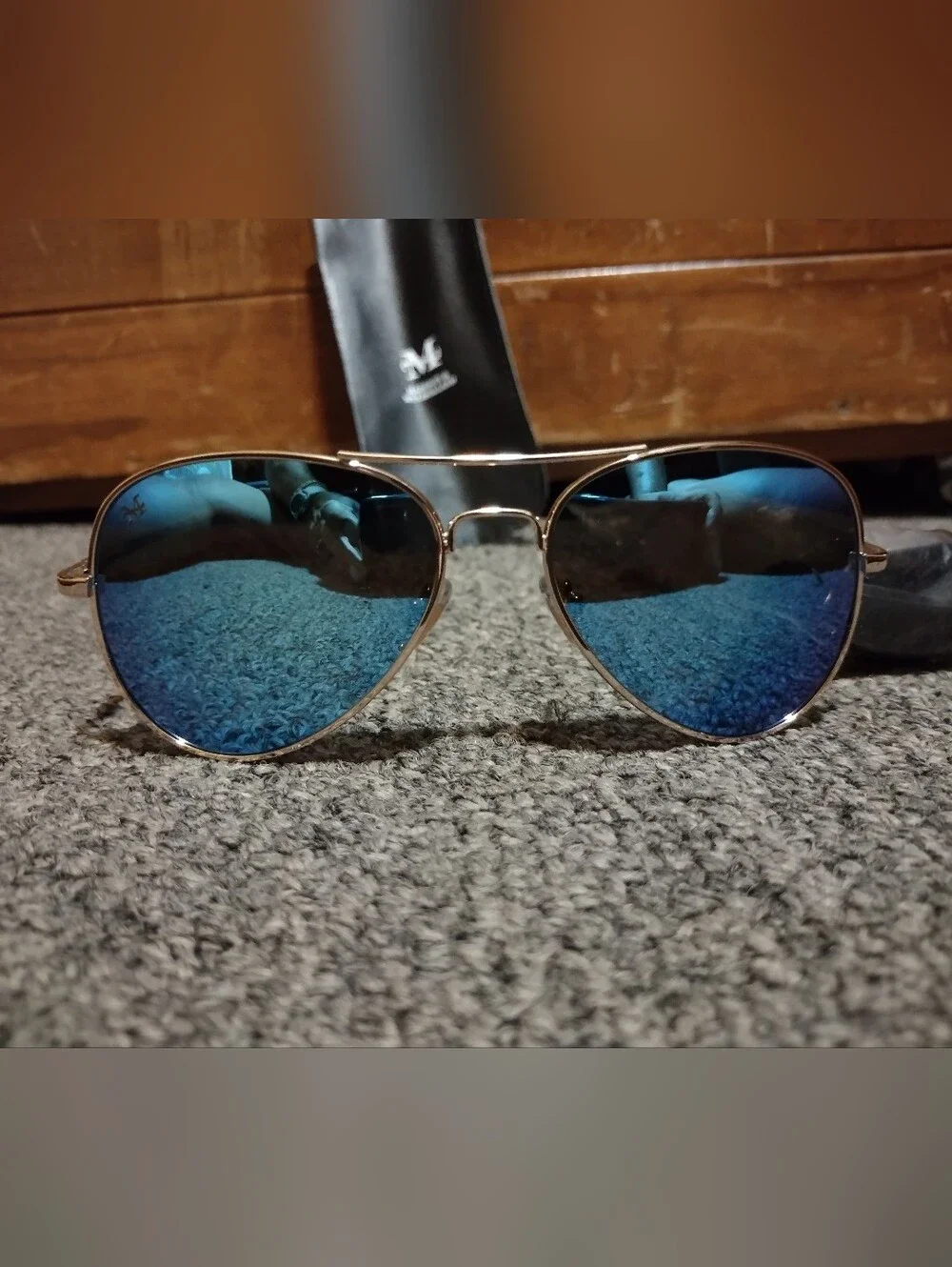 Madison Mullholden Aviator Sunglasses with Blue Mirrored Lenses
